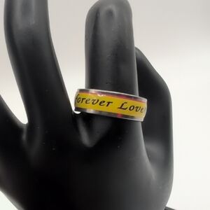 Forever Love Yellow and Silver Toned Ring Stainless Steel
